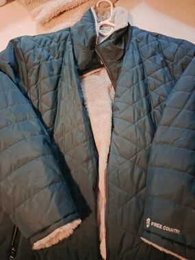 Free Country Women's Quilted Teal Puffer Jacket with Sherpa Lining Size 4x